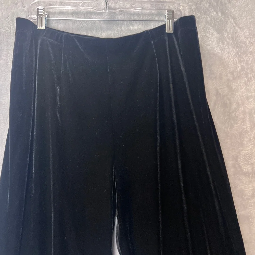 Chicos Travelers Black Velvet Wide Leg Pants Tall Size 2T US 12/14T High Rise
